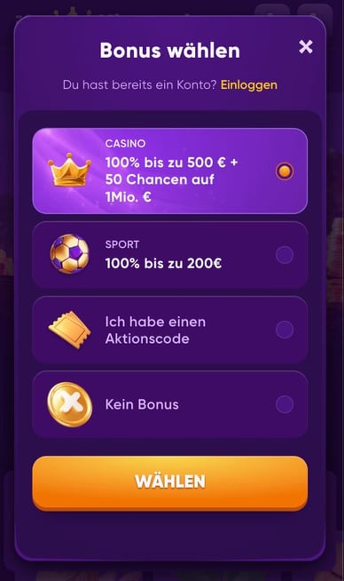 Registrieren Sie ein Konto bei Kingmaker Casino DE