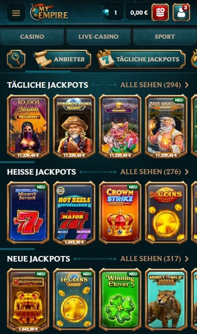 Jackpot im My-Empire-Casino