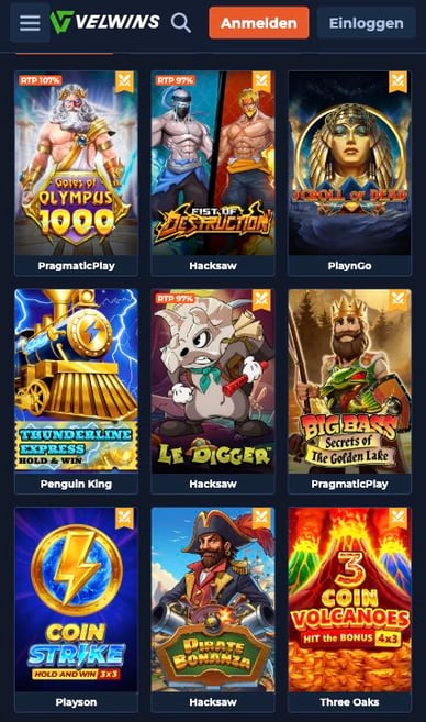 Spielautomaten in Casino Velwins Slots