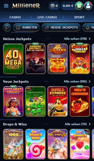 Jackpot-Spiele Casino Millioner Jackpot Casino