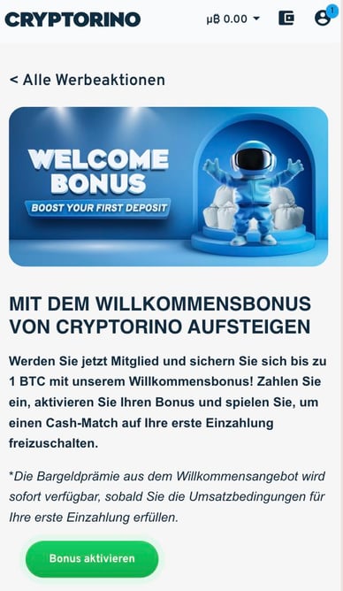 Cryptorino Online Casino Willkommensbonus