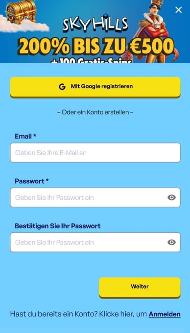 Registrierung Casino SkyHills
