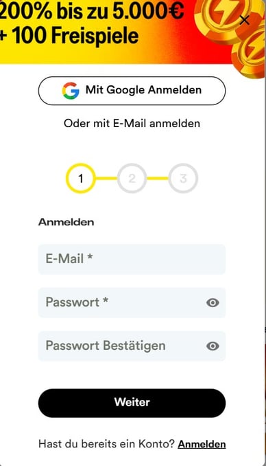 Anmeldung Shakebet Online Casino