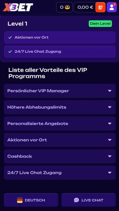 VIP-Programm X3bet Online Casino
