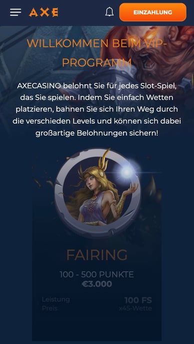 VIP-Programm Online Casino Axe VIP