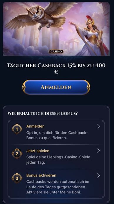 Online Casino mit Tägliches Cashback Tägliches Cashback Casino
