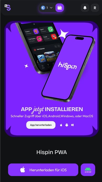 Mobil App Casino HiSpin App