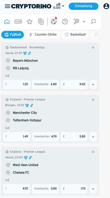 Cryptorino Casino Sportwetten