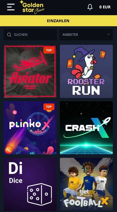 Online Casino Goldenstar Crash-Spiele