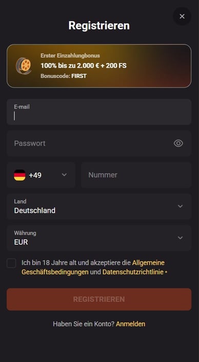 Anmeldung Hollywin Online Casino