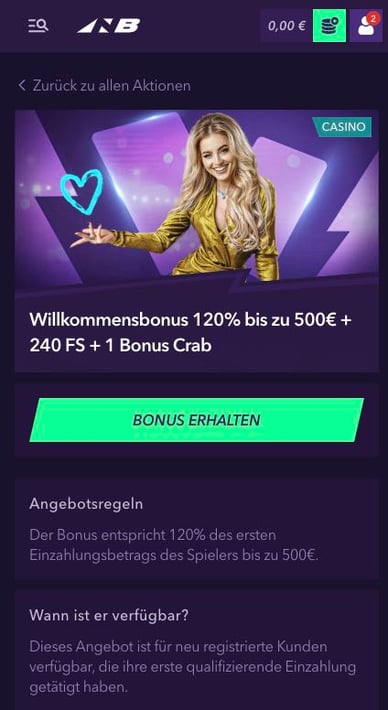 Willkommensbonus Paket Nao Bet Online Casino