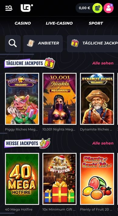 Lunubet DE Jackpot