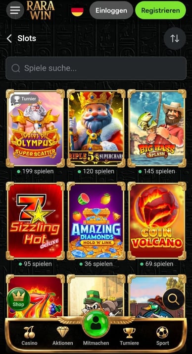 Spielautomaten im Casino Slots im RaraWinCasino