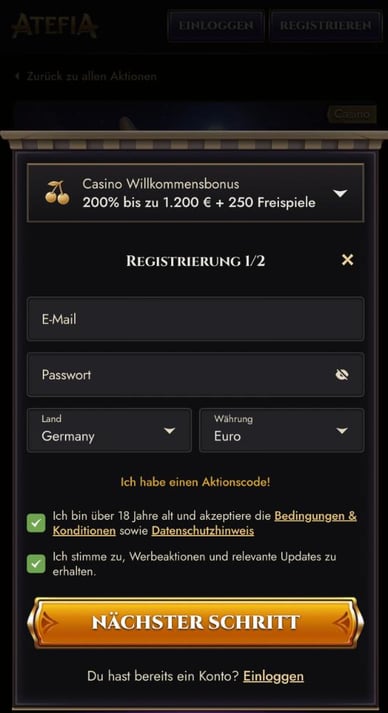 Registrierung Atefia Casino Atefia Casino Registrierung