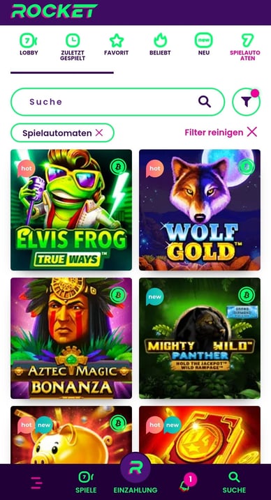 Spielautomaten im Casino Slots im RocketCasino