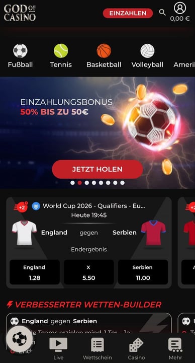 Sportwetten-Sektion Casino Sportwetten in Online God of Casino