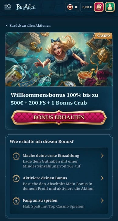Casino BetAlice Willkommensbonus