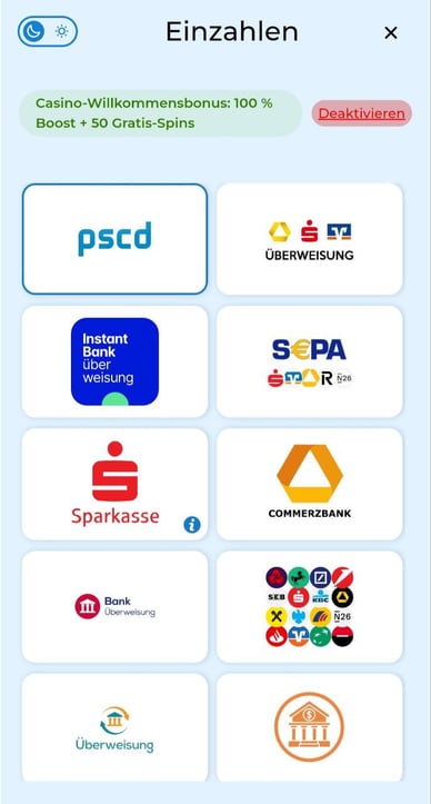 Einzahlungsmethoden in Casino Einzahlung God of Casino