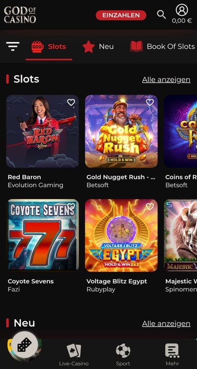 Spielautomaten in Casino Godofcasino Slots