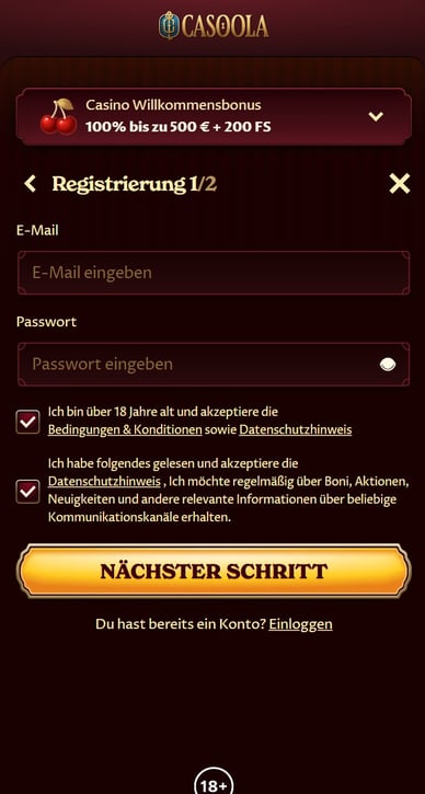 Casoola Casino Registrierung