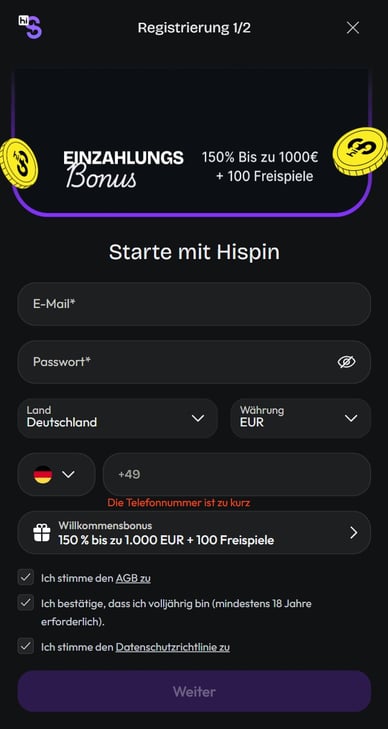 Casino Registrierung HiSpin Casino Registrierung