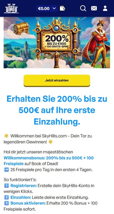 Willkommensbonus SkyHills-Casino