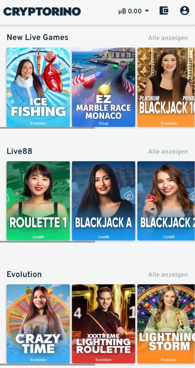 Cryptorino Live Casino