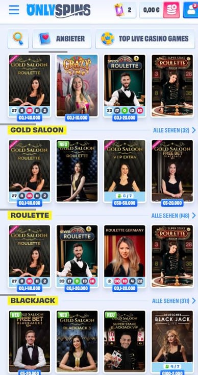 Live Casino Spiele OnlySpins Live Casino