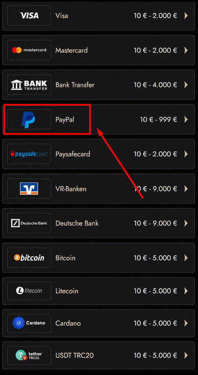 PayPal im Casino PayPal im Casino mit MGA Lizenz