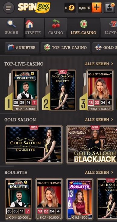 Live Online Casino Spin Boss Live Casino