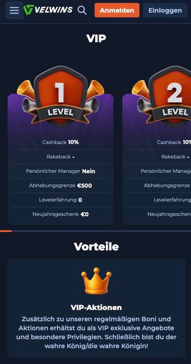 VIP-Club Casino VIP-Programm in Online Casino Velwins
