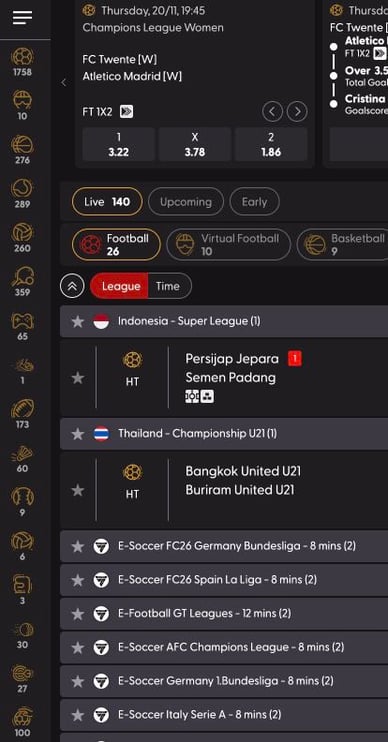 Sportwetten-Angebot bei Casino Sportwetten in Placebet Casino DE