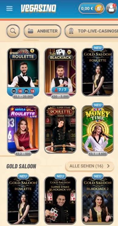 Vegasino Live Casino