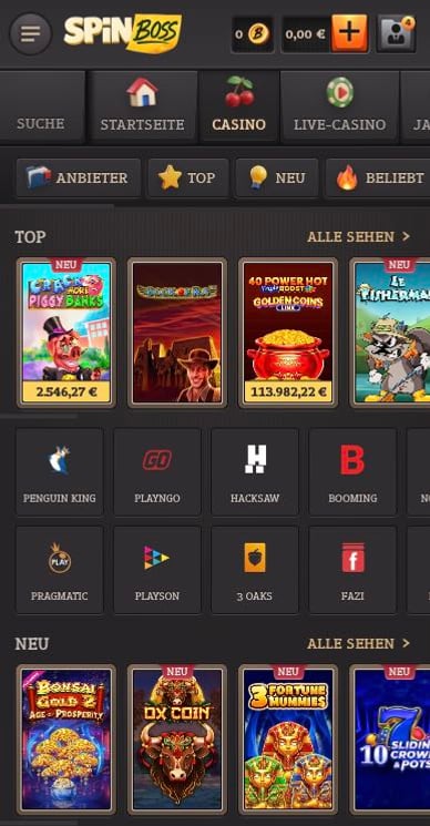 Spielautomaten in Casino Spin Boss Slots