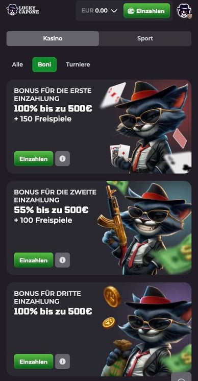 Willkommenspaket Online Casino Luckycapone