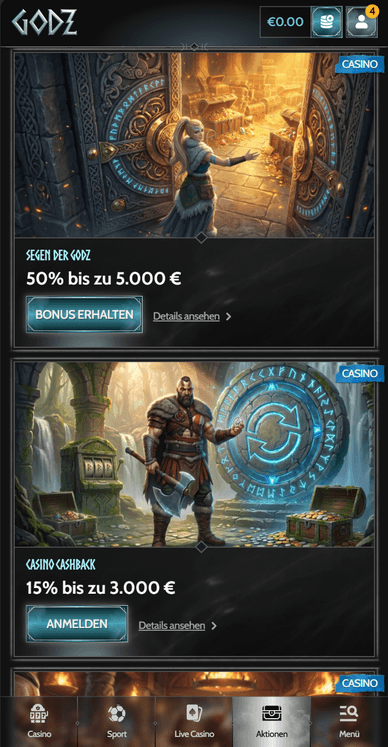 Bonuses im Online Casino Godz