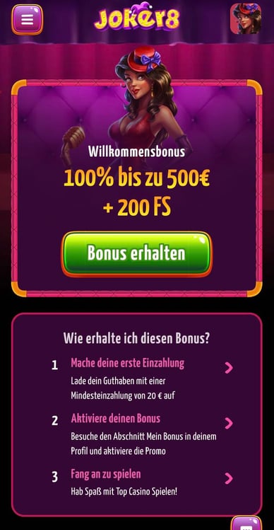 Joker8 Casino DE Willkommensbonus