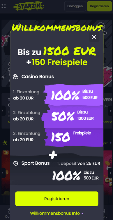 Willkommenbonus im Casino Willkommenboni im Casino Starzino