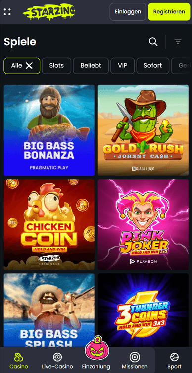 Spielautomaten im Casino Slots im Starzino-Casino