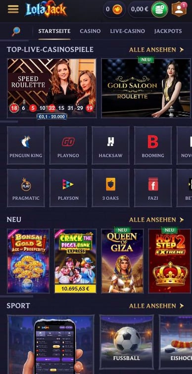 Mobil Casino Lolajack Mobile Casino