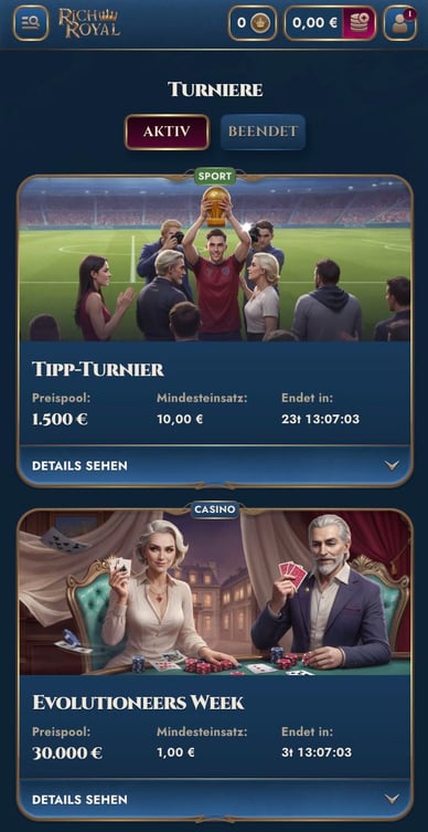 RichRoyal Online Casino Turniere