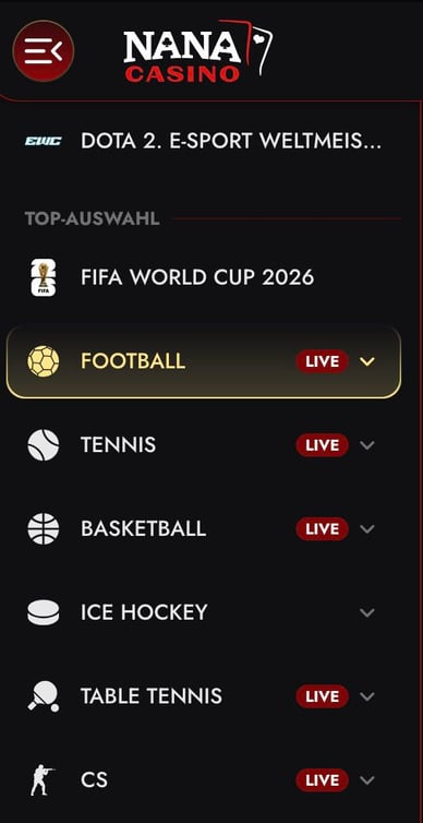 Sportwettenbereich im Online Casino Sportwetten Nanacasino