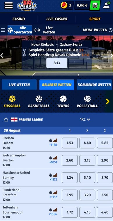 Sport und E-Sports in BigClash-Casino