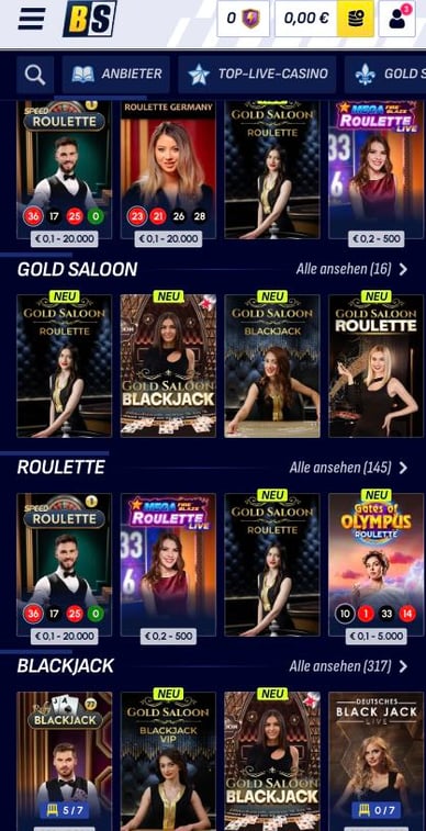 Casino mit live Dealers Betscore Live Casino