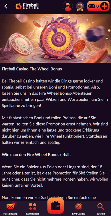 Wheel im Casino Fire Wheel im Fireball Casino Online
