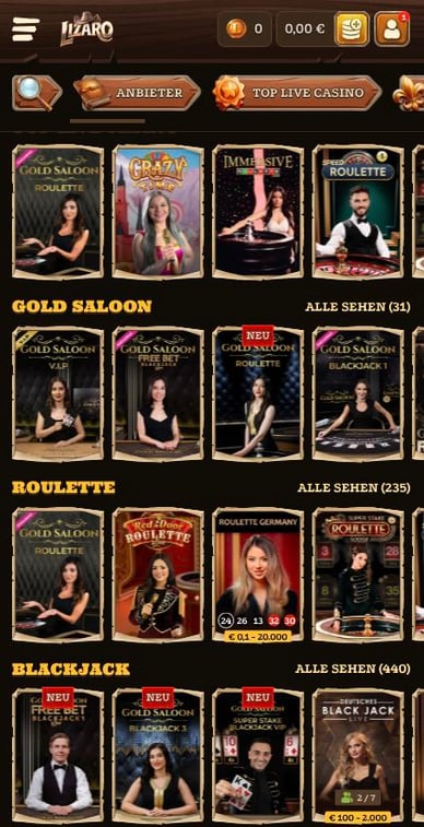 Lizaro Live Casino