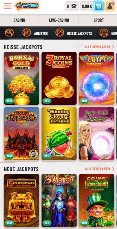 Jackpot Games Casino Jackpot Spielen Wyns Casino
