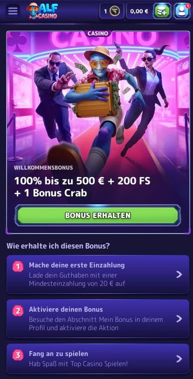 Willkommensbonus Alf-Casino 