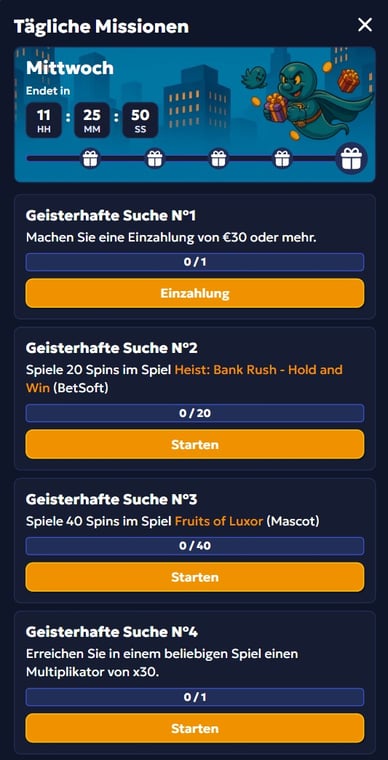 Casper-Bets-Casino Tägliche Bonuskarte