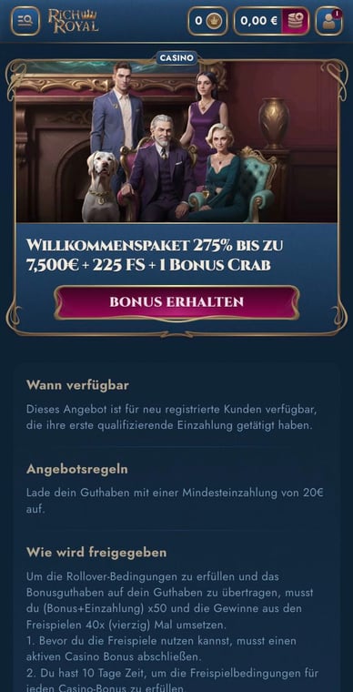 RichRoyal Casino DE Willkommensbonus